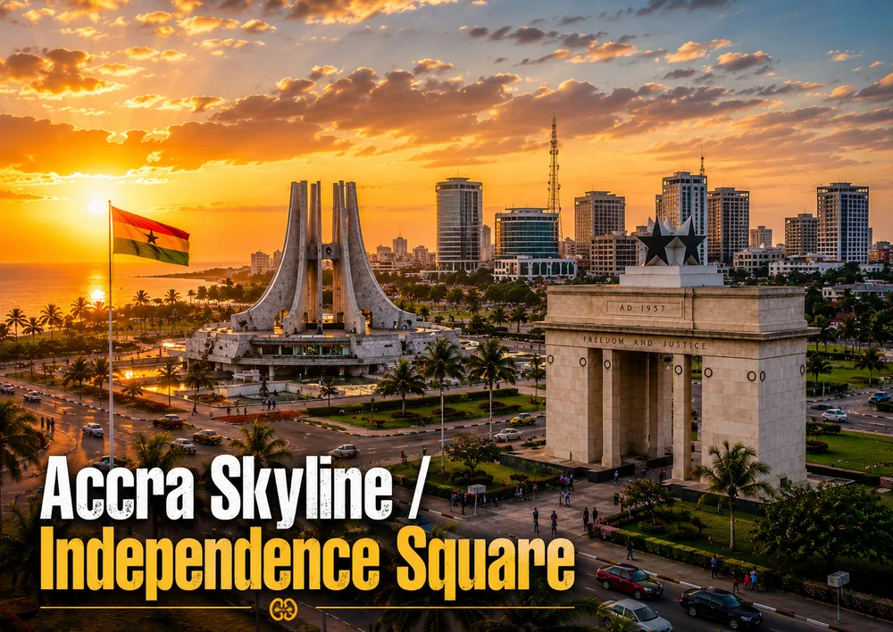 Accra skyline / Independence Square